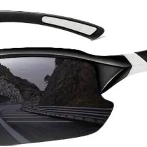 Kuguaok Unisex High-Performance Polarized Sunglasses Black with White trim